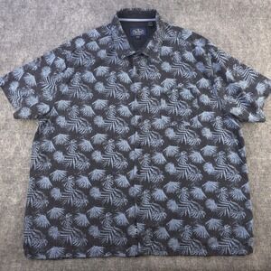 Nat Nast Shirt 2XL Blue Floral Silk Blend Short Sleeve Button Up Hawaiian